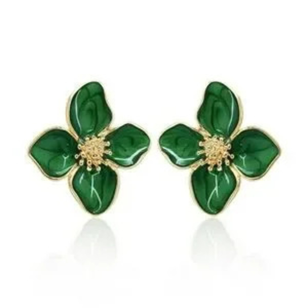?? Green and Gold Floral Earrings